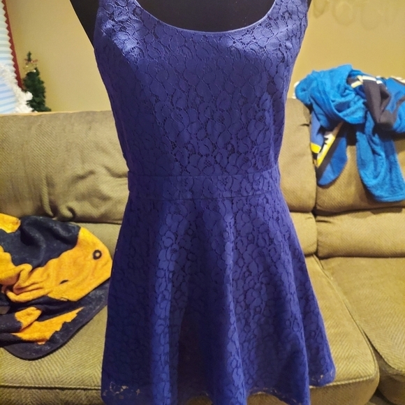 Aeropostale Navy Blue Lace Dress Size Medium - Picture 3 of 7